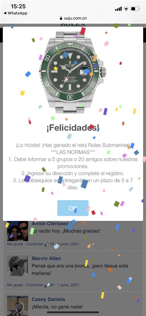 centenario rolex spam|Nadie te va a regalar un Rolex en WhatsApp: así es el  .